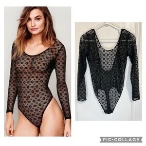 Victoria's Secret Scoop Back Black Medallion Lace
Teddy Bodysuit size M/L
